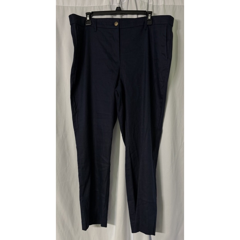 NWT J. Jill Womens Navy Blue Linen Stretch Casual Pants Slacks Size Large Tall
